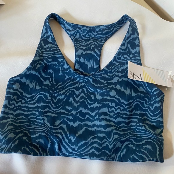 Zella Longline Sportsbra in Navy Denim Phoebe Print - Picture 2 of 6